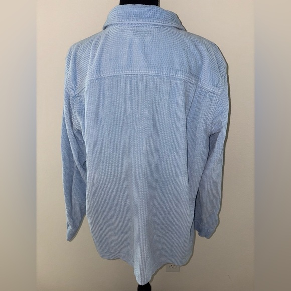 L.L. Bean Light Blue Corduroy Long Sleeve Button-up Top - Size L - Picture 4 of 5